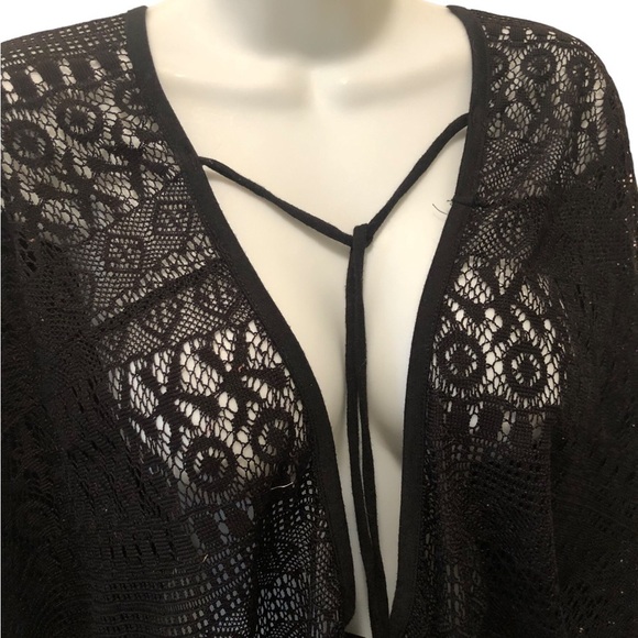 Time And Tru Black Crochet Swimsuit Cover Up Sz XL 16W/18W Plus Size White Lotus - Picture 3 of 6